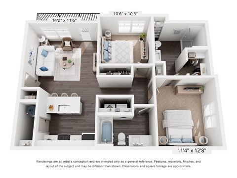 The Triple Crown 2 Bedroom Apartment Floor Plan at Keeneland Place in Grove City Ohio
